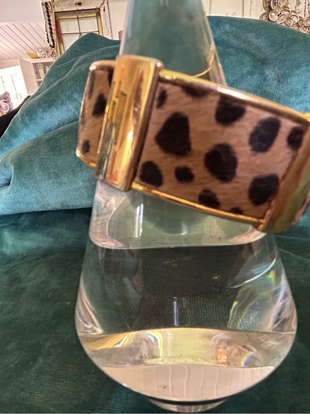 J. Crew Leopard Print Cuff Bracelet with Gold Trim